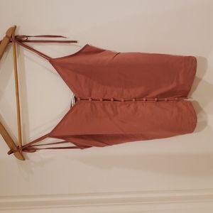 A&F linen tie shoulder button front tank top, size small